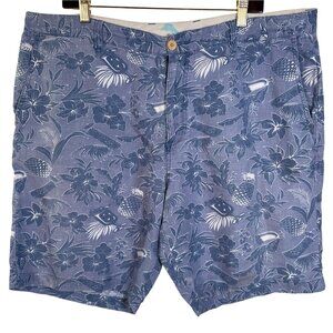 Tommy‎ Bahama Mens Shorts Size 40 100% Linen Blue Tropical Cocktail Print EUC